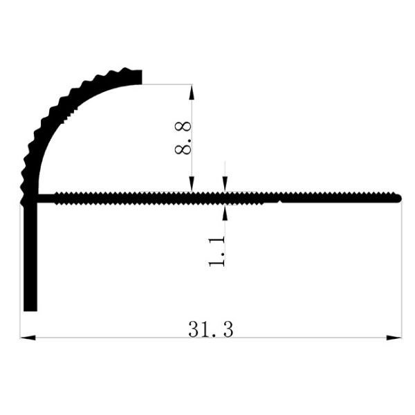 Aluminum 6063 Tile Nosing Trim , Matt Silver Decorative Bullnose Tile Trim