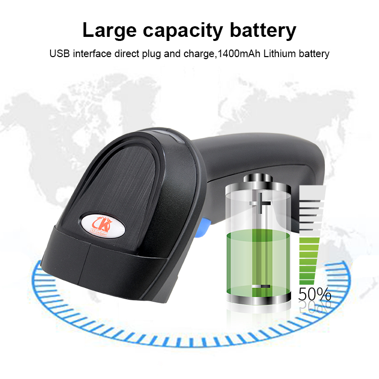 Durable Wireless Handheld Barcode Scanner Laser 1d Bar Code Scanner for Windows Mac Linux