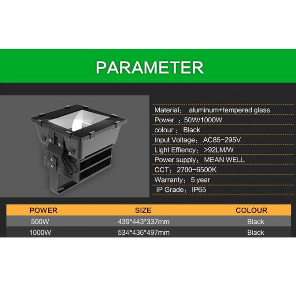 500W / 1000W IP67 Industrial High Bay LED Lighting For Stadium Lights High Power