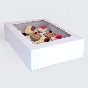 Buy cheap Recyclable White Paper Cardboard Cake Boxes with Window product