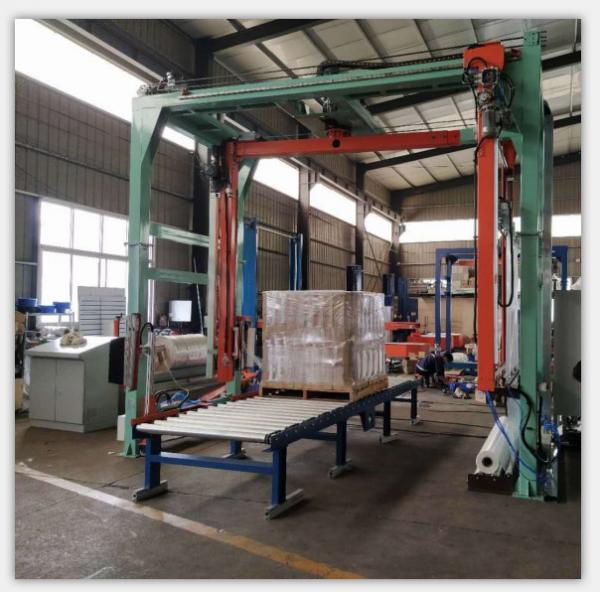 Quality 20 Ton/H 5.5kw Cantilever PLC Pallet Shrink Wrap Machine Use on Conveyor Can Cover The Top Face for sale