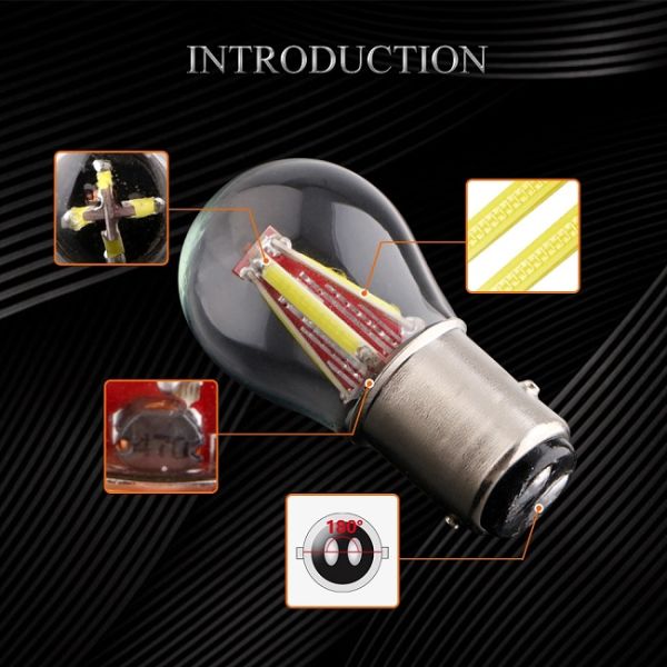 Reverse S25 LED Vehicle Tail Lights , 300lm Stop And Tail Bulb With Glass Cover