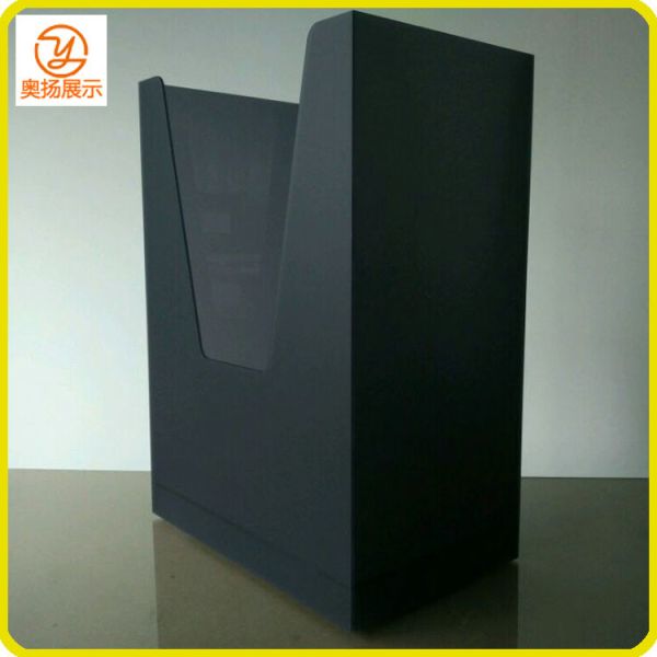 New design customized acrylic shopping bag display box with wheels