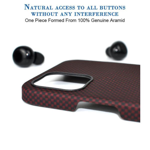 Drop Resistant Plain Weave Red iPhone 12 Aramid Fiber Case