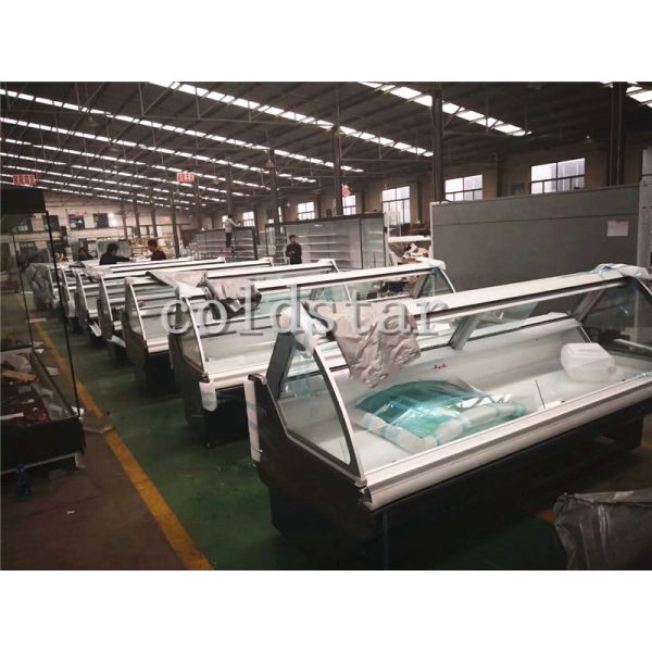 Supermarket deli display case cooked food self-service display refrigerator with sliding glass door