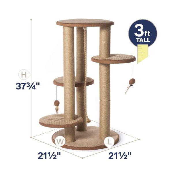 37inch Cat Tree Scratching Post tower jute wrapped Multi Platform Cat Climbing Frame