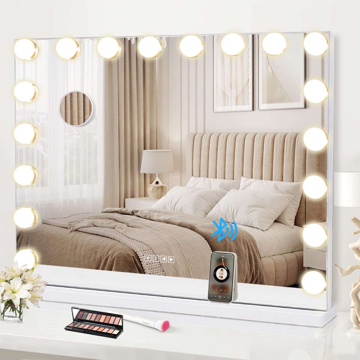 Rectangle Vanity Touch Screen Mirror Smart Vanity Makeup Mirror Customized
