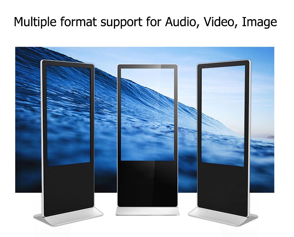 86 Inch Free Standing Digital Signage High Brightness Touch Screen Digital Signage WIFI