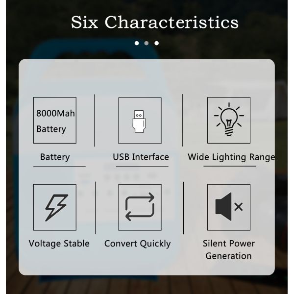 6000mAh Portable Solar Cell Light Indoor With Press Button Control 17.1*8*25cm