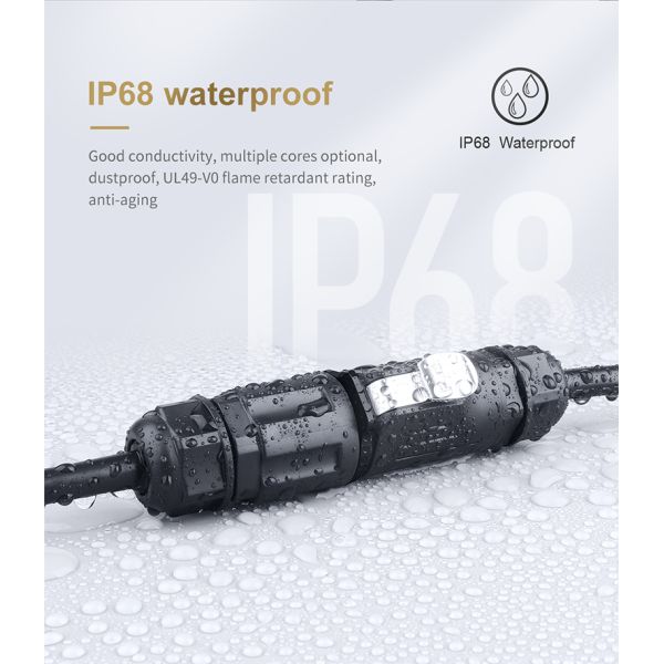 LP20 3-Core 20A IP67 Waterproof Power Connector Panel Mount