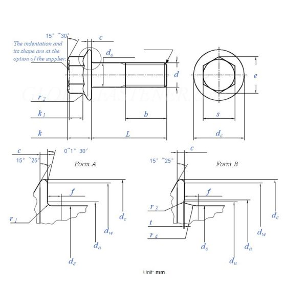 DIN6921 Flange Shoulder Bolt Black Hex Bolt With Flange
