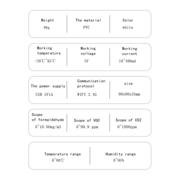 Zigbee/Tuya WIFI smart carbon dioxide detector gas sensor CO2 formaldehyde VOC temperature and humidity APP control