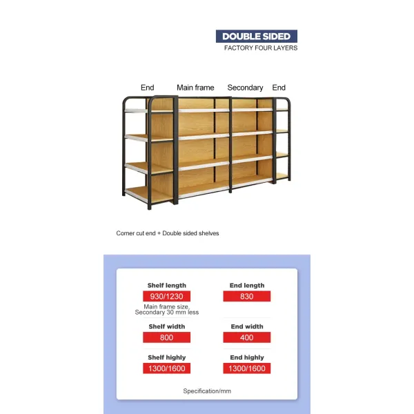 Factory Customized Color Size Combined Supermarket Shelving Supermarket Modern Display Shelf Wood Pattern Supermarket Shelves