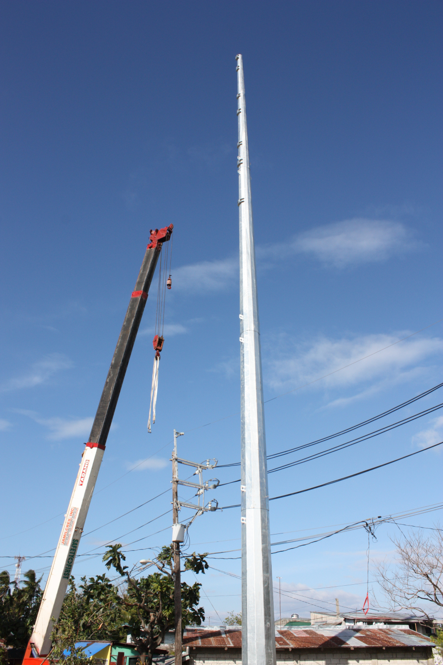 Philippines Galvanized Octagonal Steel Power Pole With Climbing Ladder