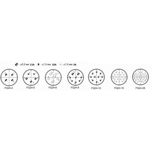 FQ 24 Series Waterproof IP67 Circular Connectors 4 5 6 8 10 19 26 Pins