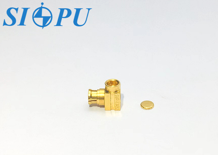 SMP Female Right-Angle RF Coaxial Connector, Compatible with 2# Semi-Rigid Cables