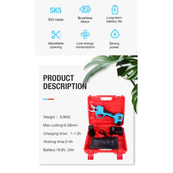Swansoft Agriculture Tools Cordless Pruning Shears Pruning Shears Electric Scissors