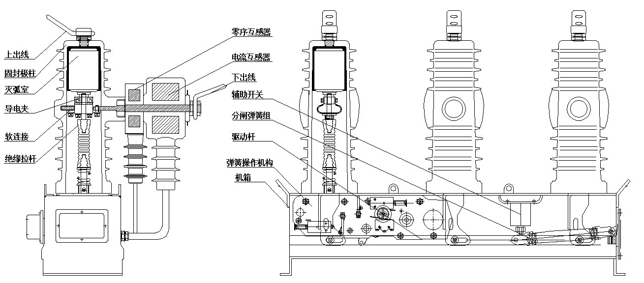 ZW32 HV AC Outdoor Pole Mounted Switch , Automatic Circuit Breaker Switch