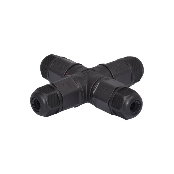 3 Pin Pole Four Way Waterproof 300V 3 Pin Black Plug Adapter LED Screen Connector M 20 T + Type Connector 3 Directions