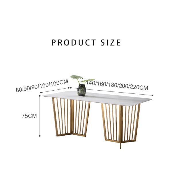 Marble Effect Luxury Dining Table And Chairs White With Stainless Steel Leg UK-KD006