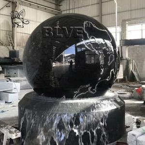 China Marble Floating Ball Feng Shui Water Fountain Garden Black Natural Stone on sale