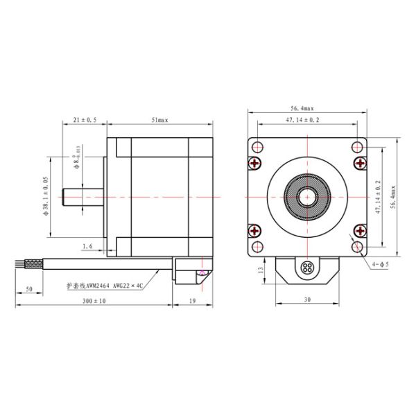 Waterproof 57SHD4228 NEMA 23 Hybrid Stepper Motor 2 Phase 51mm Body 1.16N.M For Smart Devices