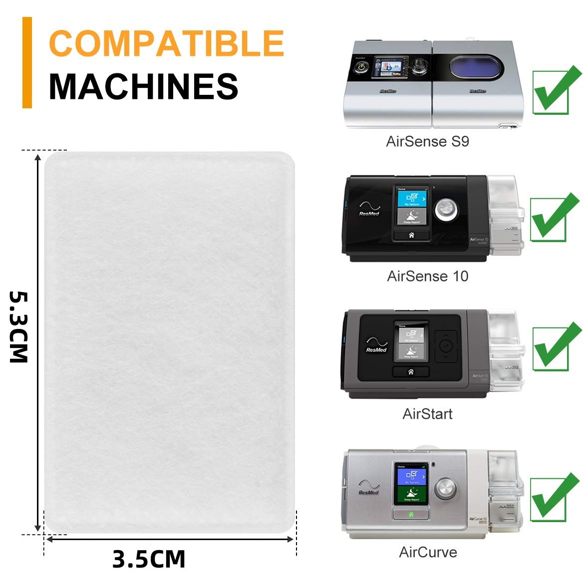 Disposable Replacement CPAP Resmed Airsense 11 Filters 99.99% VFE