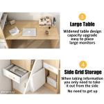 Minimalist Computer Table with Bookshelf and Drawer Cabinet