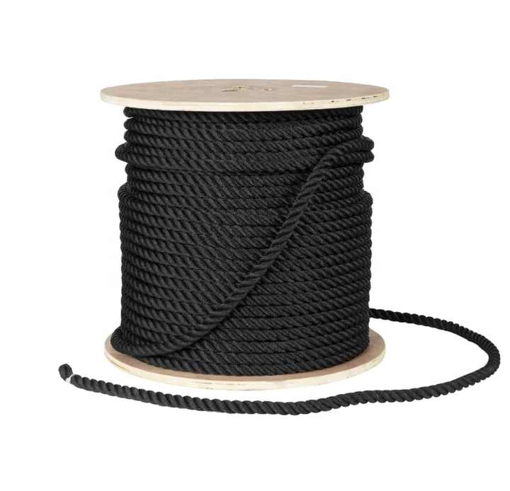 China Marine Black Polyester Double Twisted 3 Strands Mooring Rope on sale