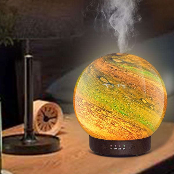 HOMEFISH 3D Glass Design Essential Oil Diffusers Planet Humidifier 120ml