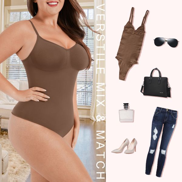 Seamless Tummy Control Thong Shapewear Bodysuit for Weight Loss 30% Spandex 70% Nylon