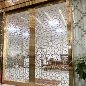Buy cheap PVD Color Stainless Steel Screen Partition Living Room Divider With Tempered Glass product