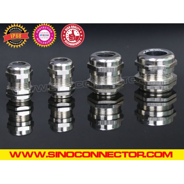 Waterproof Metallic Cable Glands, Metric Thread, M6x1.0~M150x2, Brass Nickel-Plated, IP68/IP69K, BCG Series