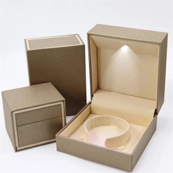 China Wholesale 100% Recyclable Paper Packaging Drawer Box, PU Leather Jewelry Clamshell Box with LED Light for Ring/Earring/Bracelet, Free Samples Available