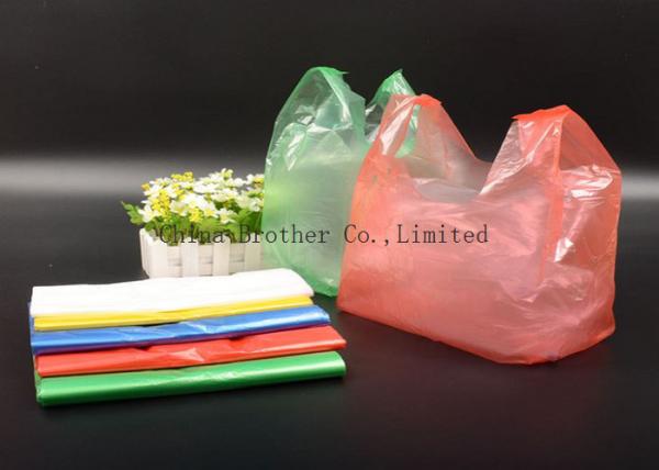Colorful HDPE Handle T Shirt Plastic Bags , Grocery Store Plastic Bags Vest Carrier