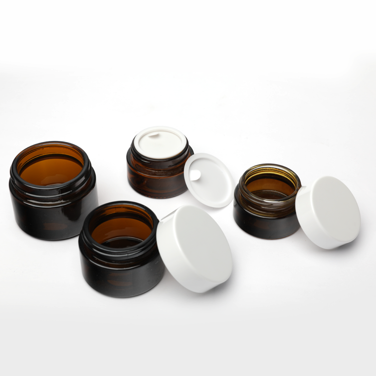 20g 30g Green Glass Cosmetic Jars Straight Round With Screw Cap