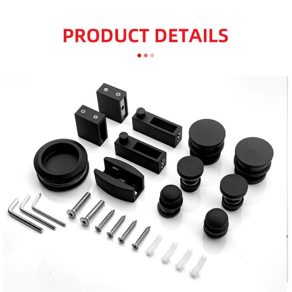 Round Tray Shape Black Sliding Shower Door Kit for 8-12mm Safe Glass Hardware Included