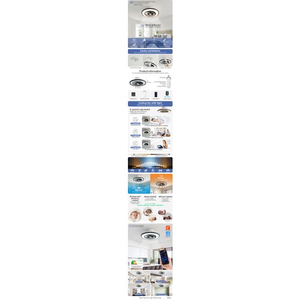 22” Smart Flush Mount Ceiling Fan with APP Control for Bedroom