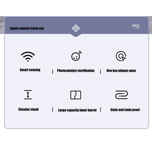 Household Commercial Living Room Kitchen Office Large Capacity Open Lid Intelligent Induction Classification Stainless Steel Tra