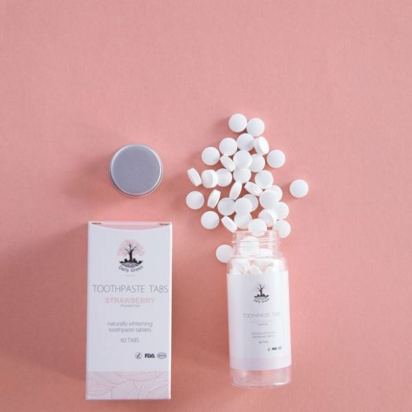 Eco-friendly Pack Strawberry Flavor Nano-Hydroxyapatite Toothpaste Tablets