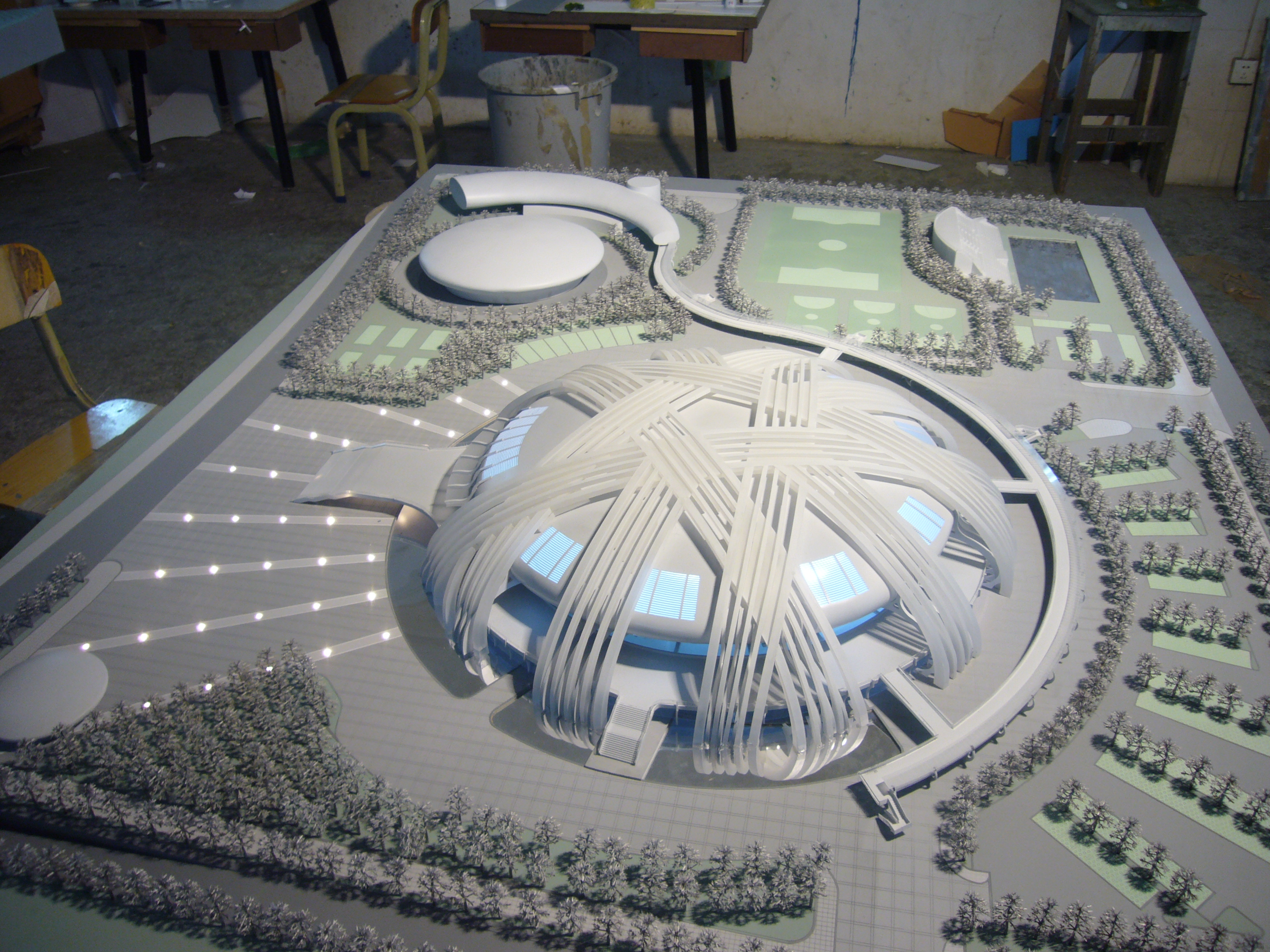 Sports Stadium Model Olympic Style Sports Venue Real Estate Architectural Scale Model LED Lighted Stadium Diorama Urban Sports Facility Project