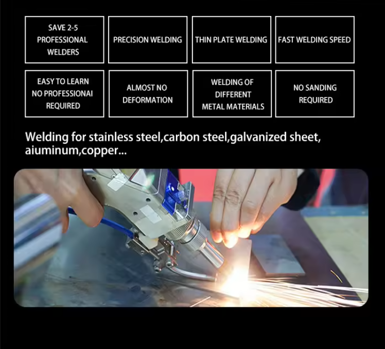 Welding mode Manual Handheld 1000w 1500w 2000w 5mm Stainless Steel Fiber Laser Welding and 3 In1 Laser Cleaning Machine