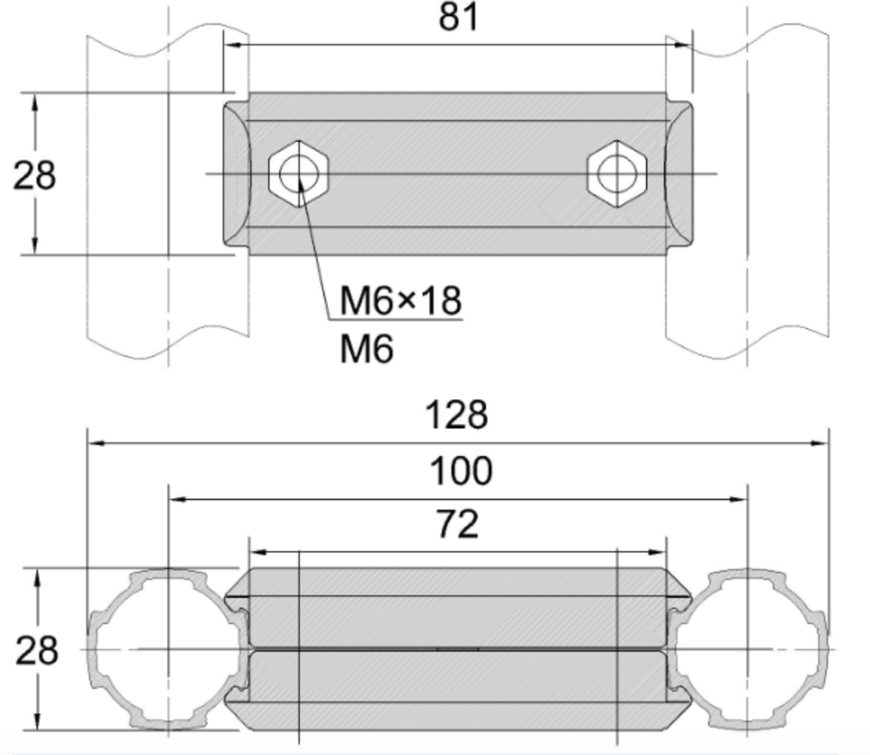 28 Series Aluminium Pipe Connectors Fittings Silver High Durability