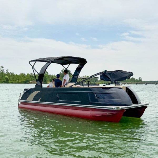 23FT Commercial Fiberglass Pontoon Boat | Heavy-Duty Rental Boat for Resorts and Tours