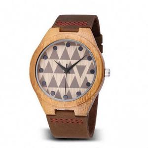 China 44mm Mens Wooden Wrist Watch 1.73 Inch Engraved Wooden Watches Water Resistant on sale