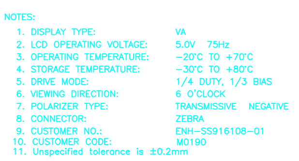 Custom Negative VA LCD Module Display with 6 0'clock Viewing Angle and Wide Temperature Range