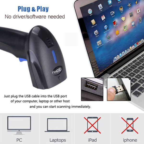 CCD Products Barcode Scanner YHD-1100C 1D Handheld Barcode Reader