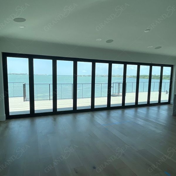 Grandsea Waterproof Hurricane Proof Aluminium Alloy Patio Glass Bi Folding Door American Bifolding Aluminum Folding Door