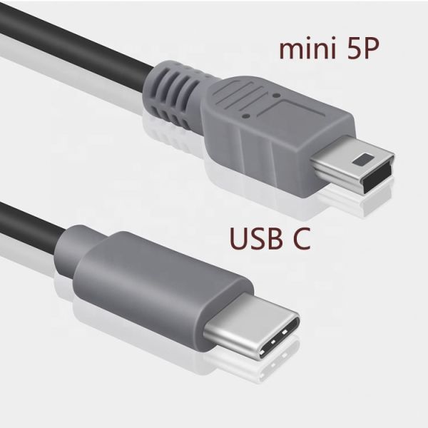 Data Charging USB Type C to Mini 5 Pin USB OTG Adapter Cable for Camera Phone Video
