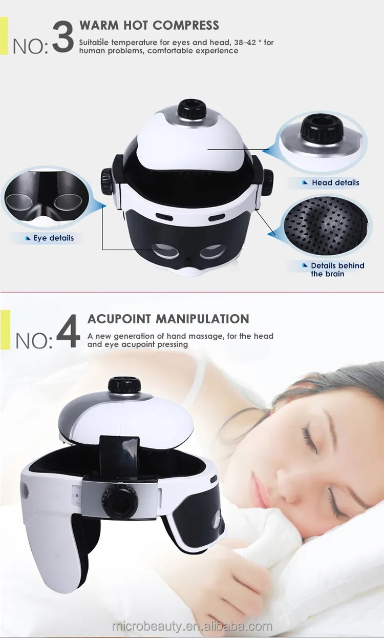 Home Use APP Control Intelligent Head Massager Head Eye Relax Built In Music Bluetooth